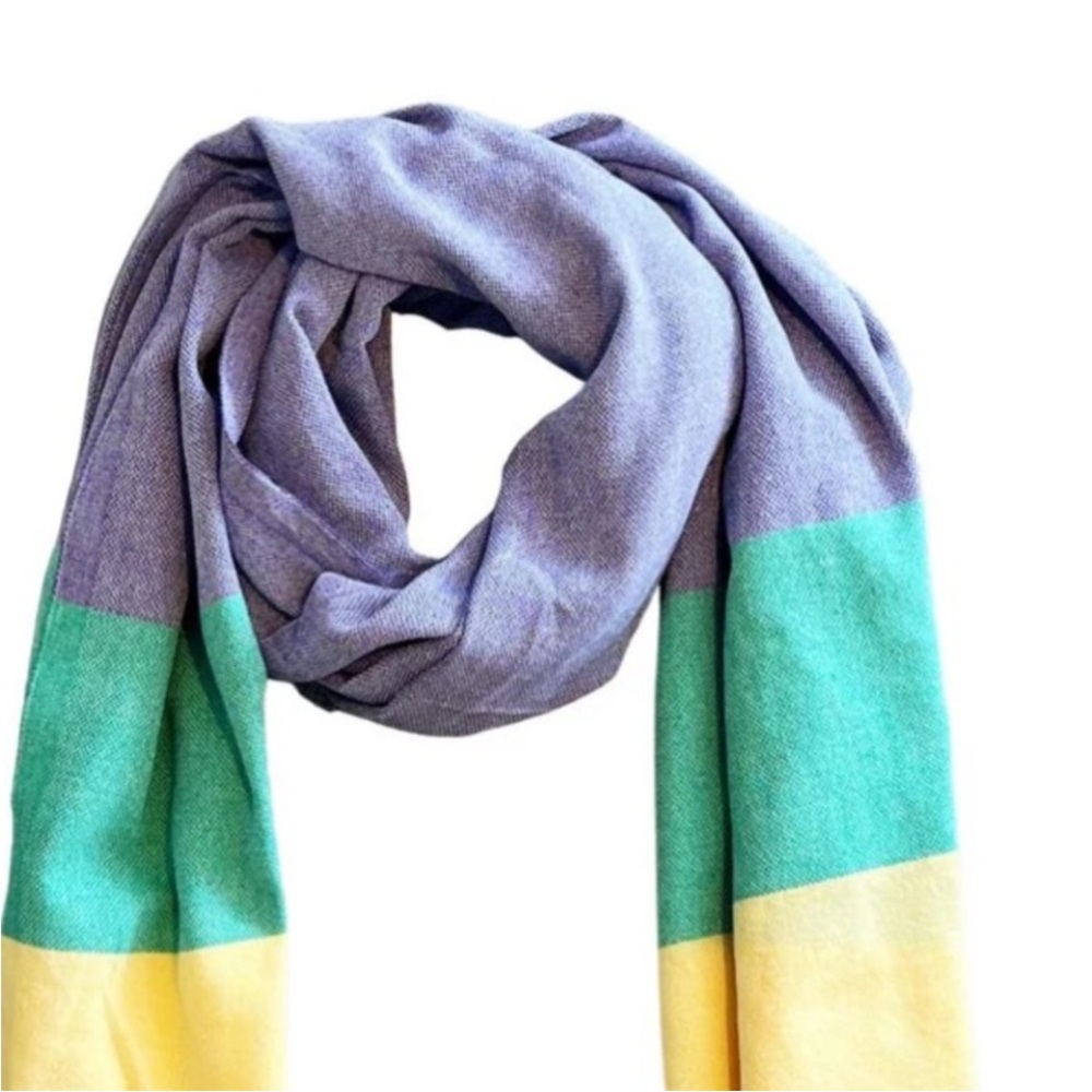 Nola Verse Turkish Towels in Colorblock Green Gold Purple Scarf Wrap NEW! SALE - Picture 3 of 4